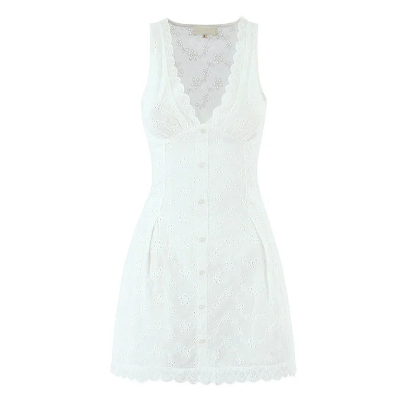 European And American Sexy Hollow Out Embroidered Dresses