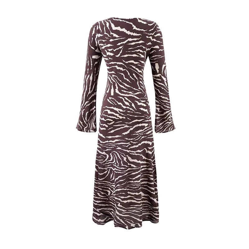 Vintage Animal Print Elegant Long Dresses