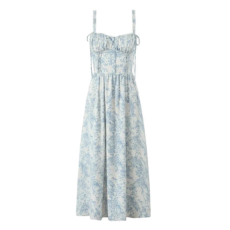 Boho Floral Print Sling Midi Long Dresses