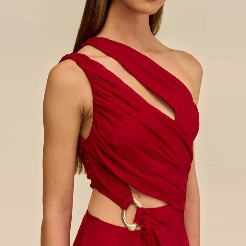 Asymmetry Slash Collar Evening Dresses
