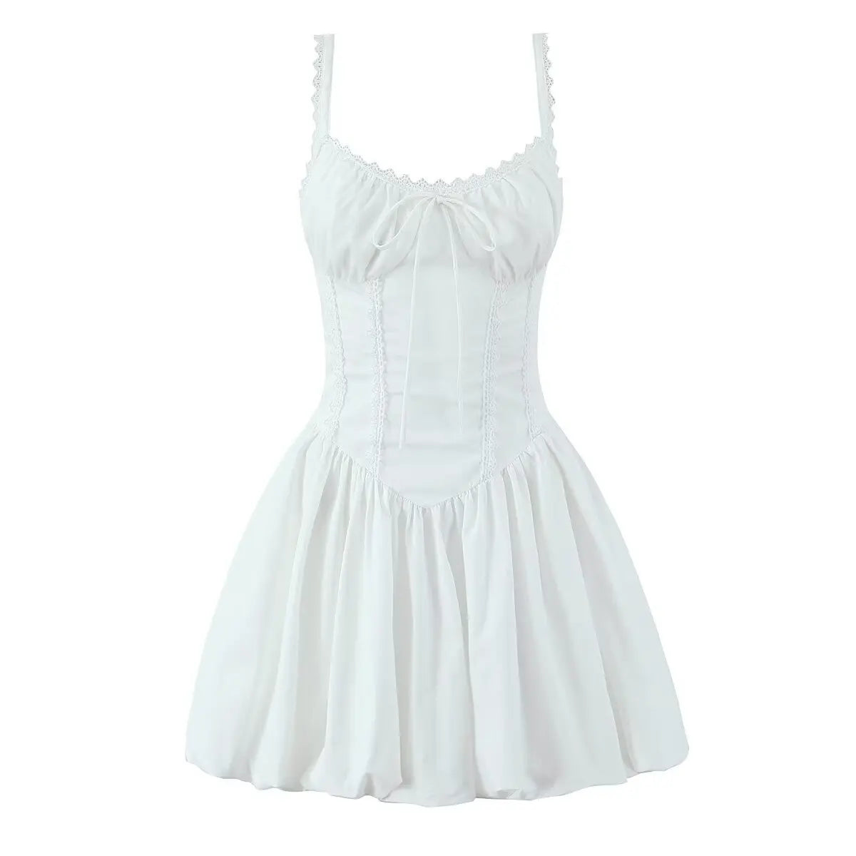 Lace Spliced Black White Sling Mini Dresses Low Waist Cotton Summer Sexy Party Dresses