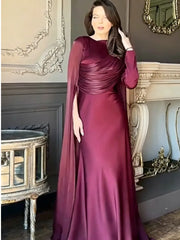 Elegant Round Neck Long Sleeved Asymmetrical Waist Slimming Dresses