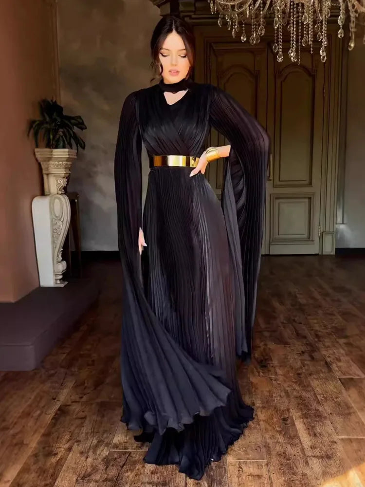 Elegant V-neck Long Sleeved Dresses