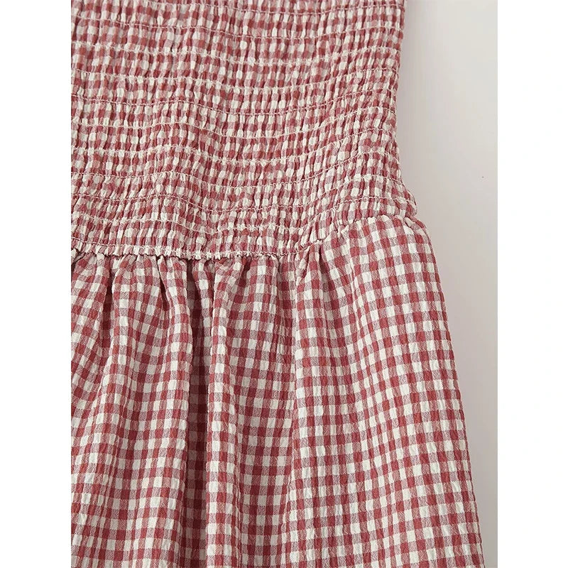 Summer O Neck Sleeveless Vintage Casual Plaid Dresses Fit And Flare Summer Midi Long Dresses Female Vestidos