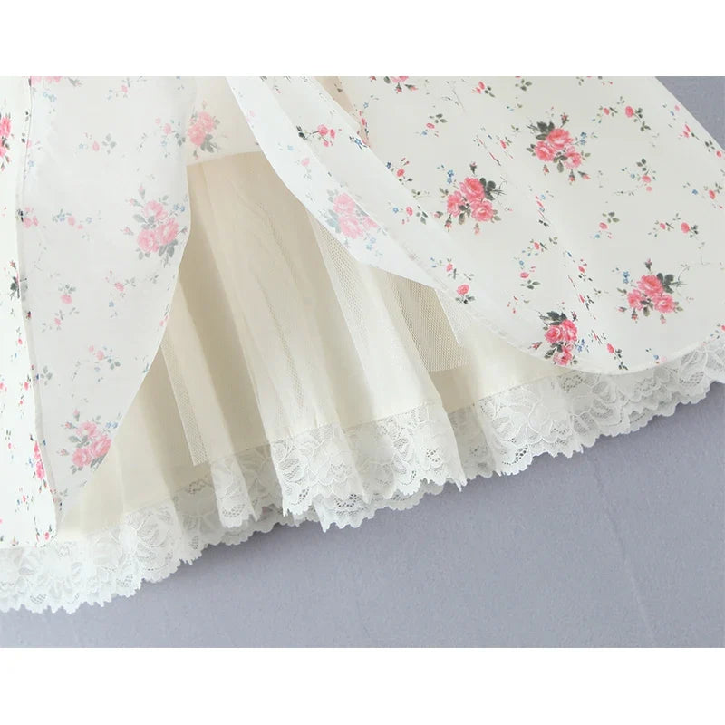 Summer Floral Print Bow Sexy Off Shoulder Dresses Short Sleeve Low Waist Elegant A-line Party Mini Dress