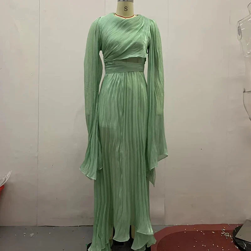 Elegant Solid Color Pleated Robe Dresses