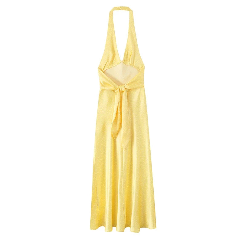 Polka Dot Satin Maxi Dresses