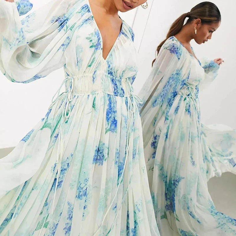 Elegant V-neck Long Sleeve Party Dresses