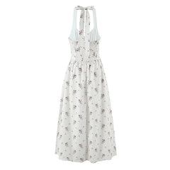 Sexy Backless Floral Print Halter Elegant Dresses