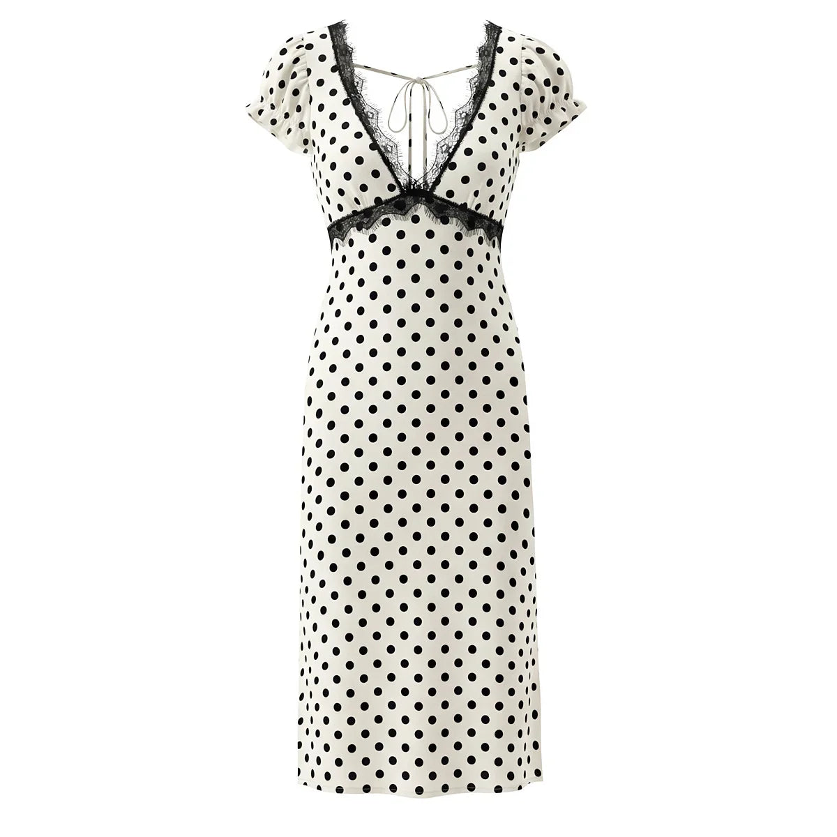 Lace Trim Polka Dot Dresses