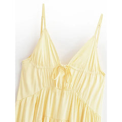 Long Ruched Yellow Dresses