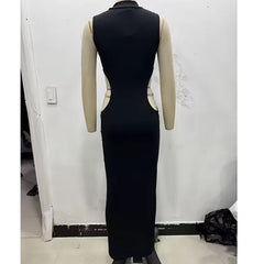 Black Sexy Hollow Out Long Dresses