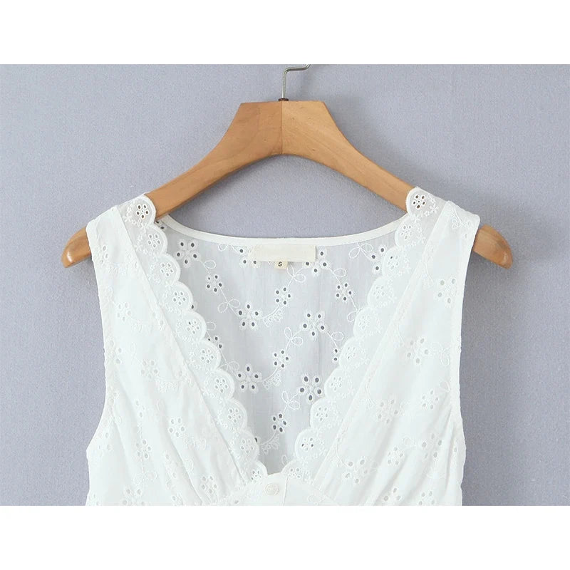 European And American Sexy Hollow Out Embroidered Dresses
