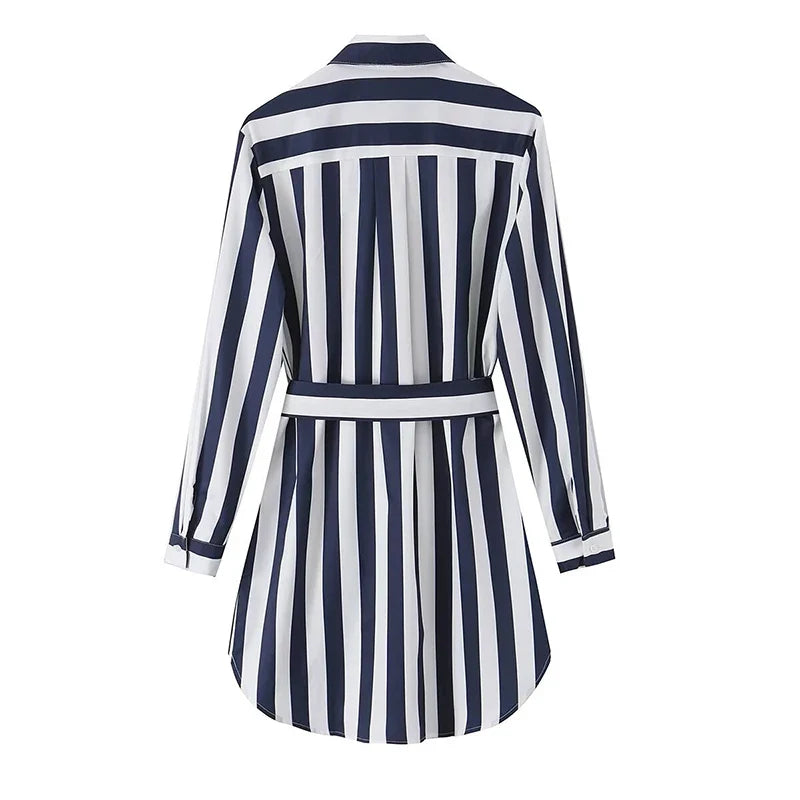 Summer Vintage Striped Shirt Dresses