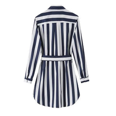 Summer Vintage Striped Shirt Dresses