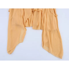 Front Lace Up Thin Straps Asymmetric Ruffles Dresses Sexy Summer Short Vacation Dresses