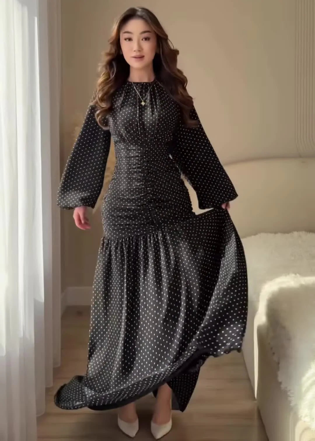 Retro Polka Dot Office Lady Dresses