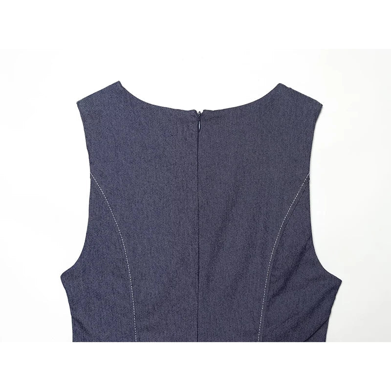 Minimalist Chinese Style Denim Dresses