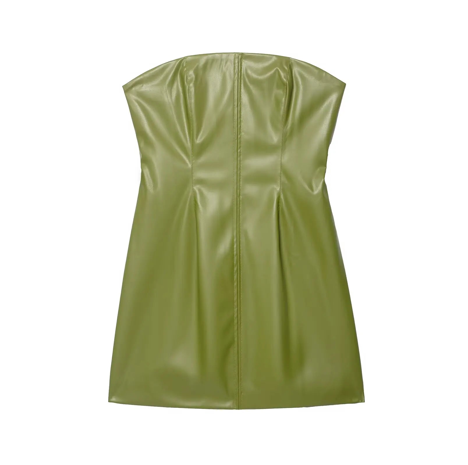 American Retro Green Faux Leather Dresses