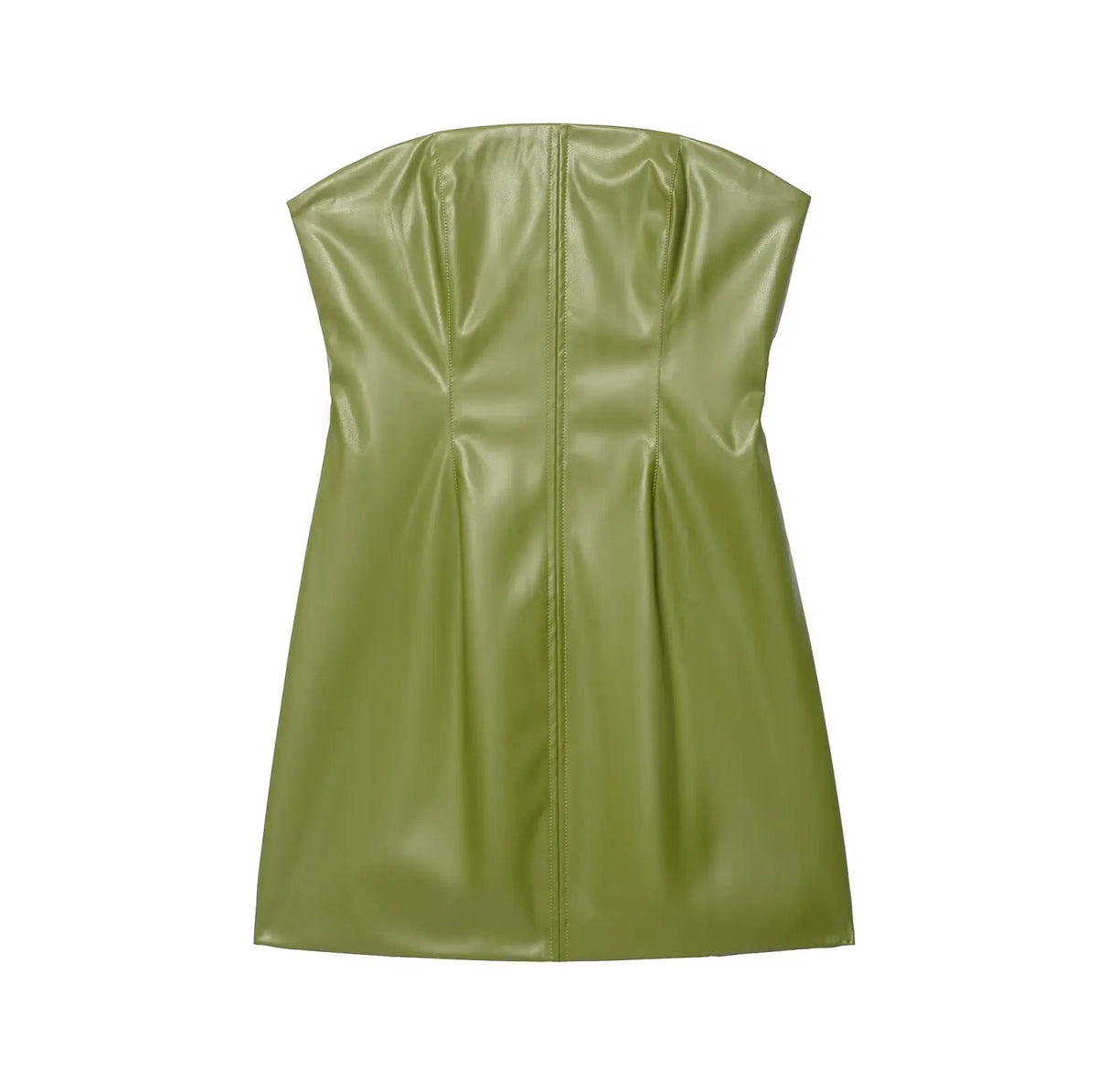 American Retro Green Faux Leather Dresses