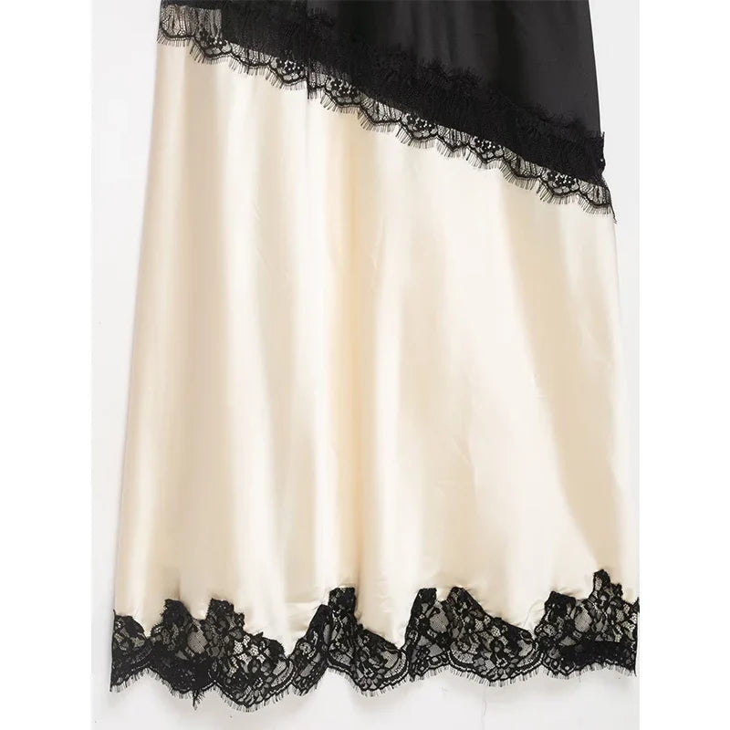 French Retro Lace Trim Sling Dresses