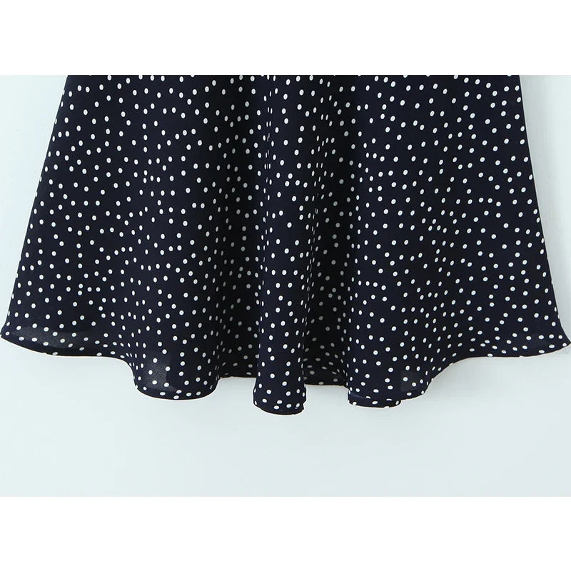 Navy Blue Polka Dot Mini Dresses
