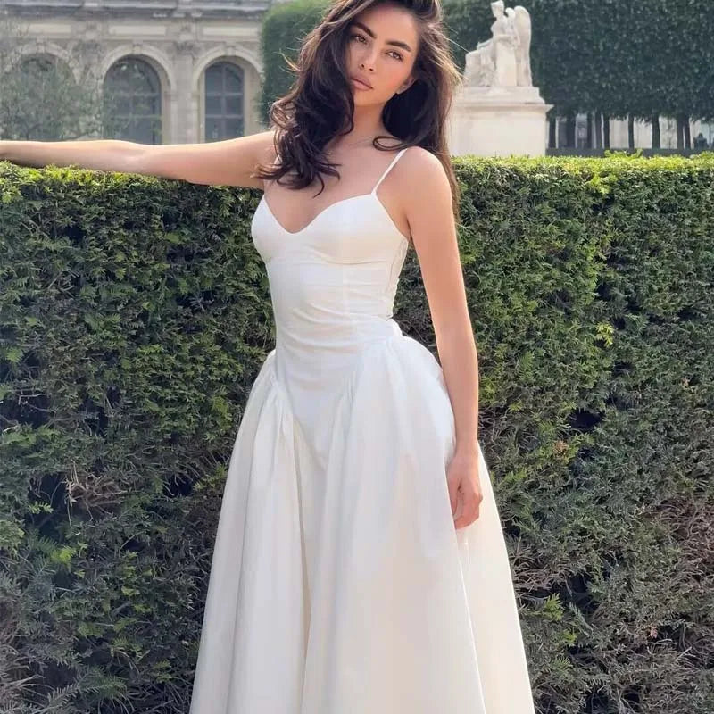 Sexy Spaghetti Straps Elegant White Dresses