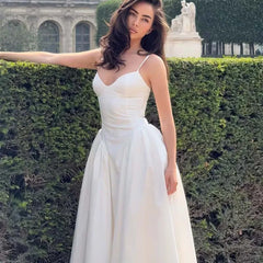 Sexy Spaghetti Straps Elegant White Dresses