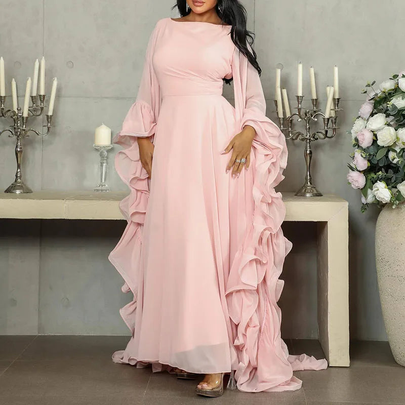 Spring Ruffle Design Long Dresses