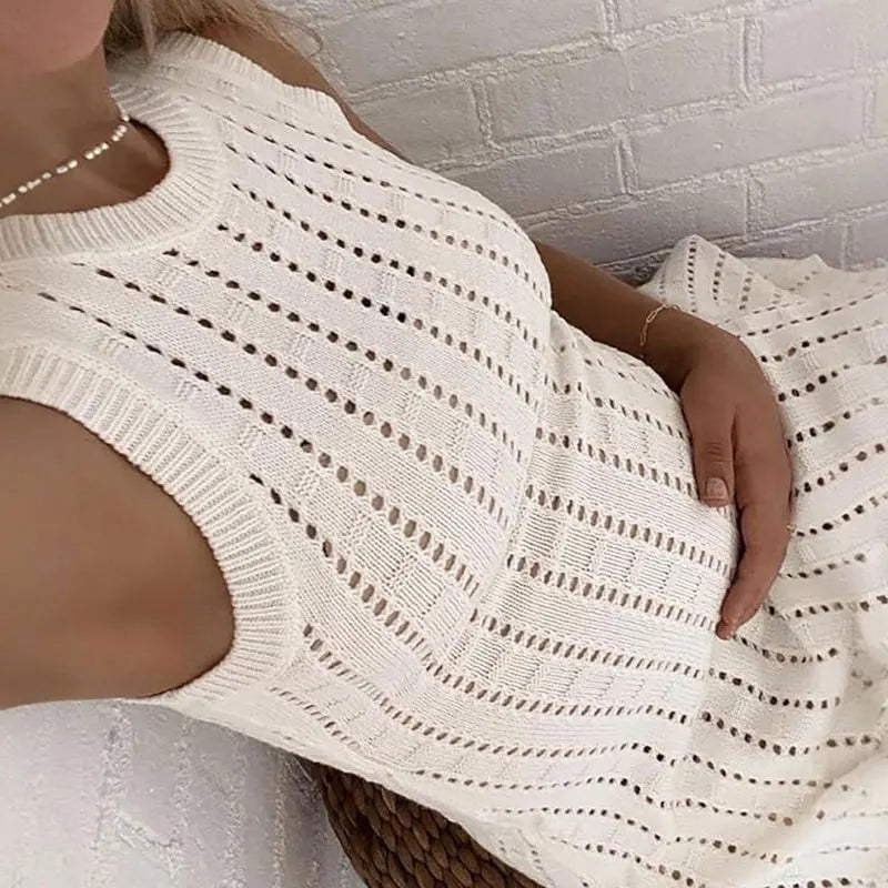 Beach Vacation Hollow Knitted Long Dresses
