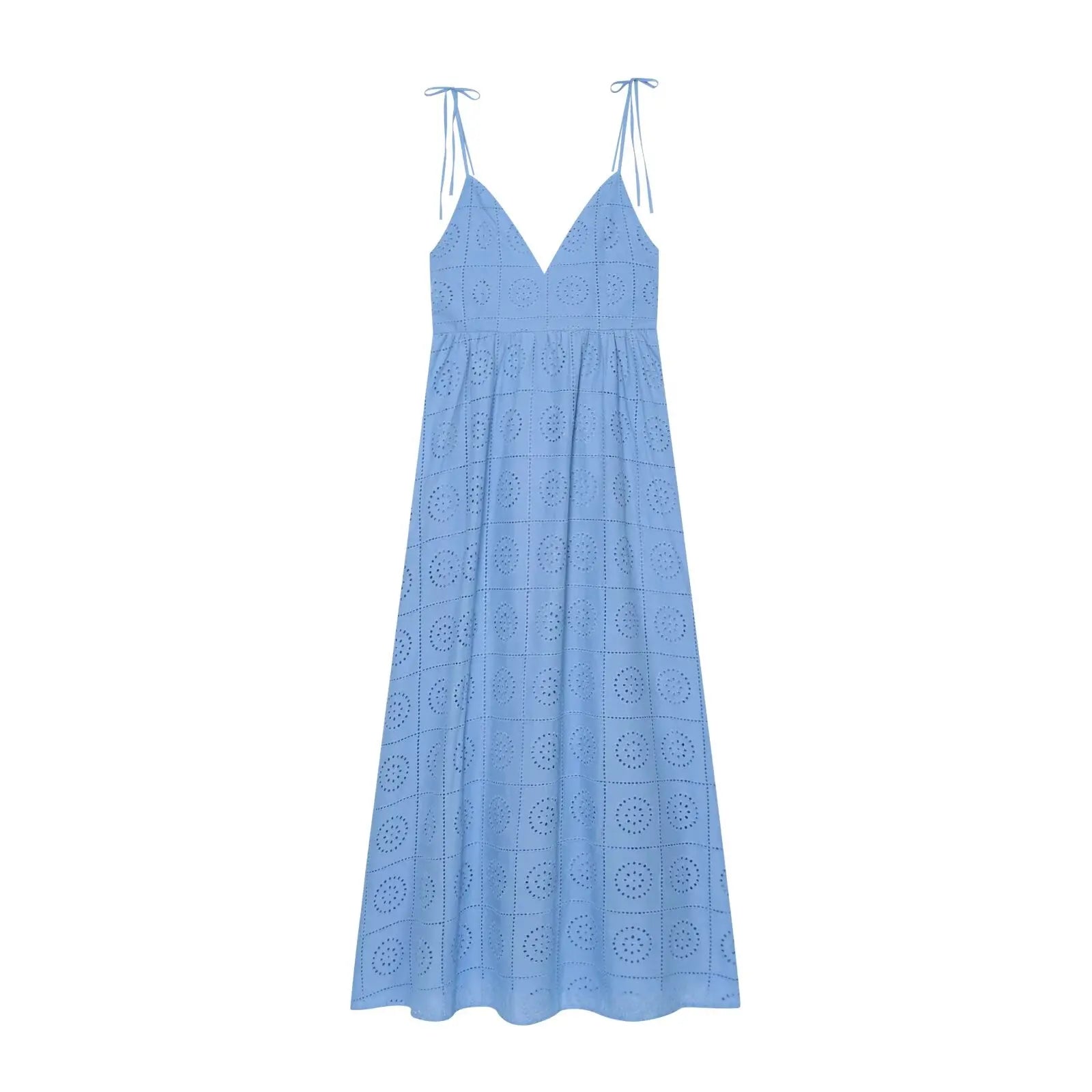 Summer Hollow Out Embroidery Sling Midi Dresses