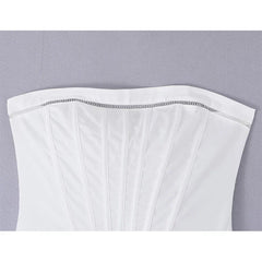 White Corset Strapless Midi Dresses