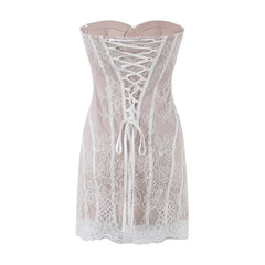 Lace Strapless Corset Mini Dresses