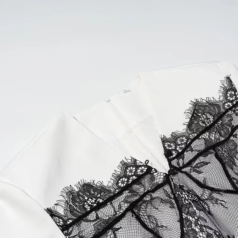 Sexy Lace Patchwork White Dresses