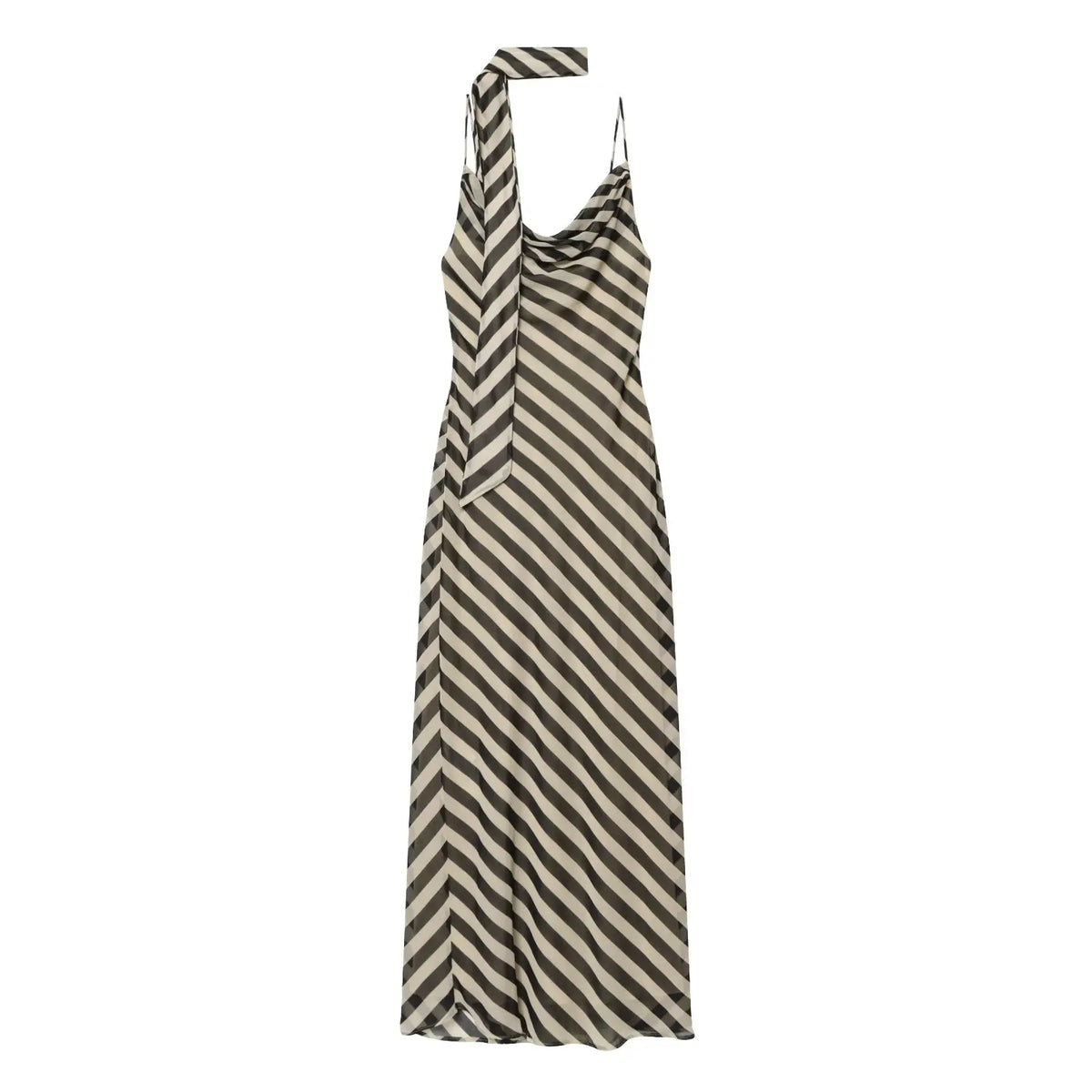 Summer Sexy Spaghetti Strap Striped Long Dresses