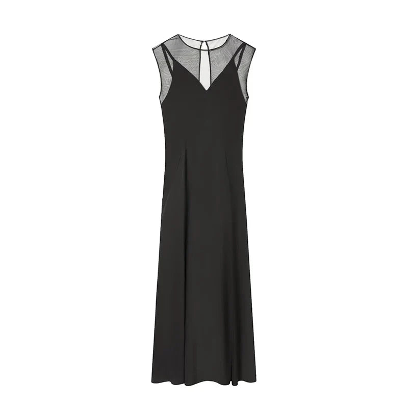 Sexy Semi-Sheer Elegant Black Long Dresses
