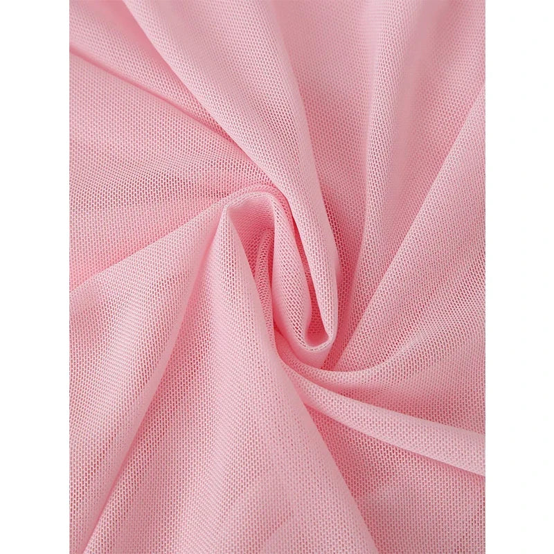 Romantic Pink Mesh Maxi Dresses