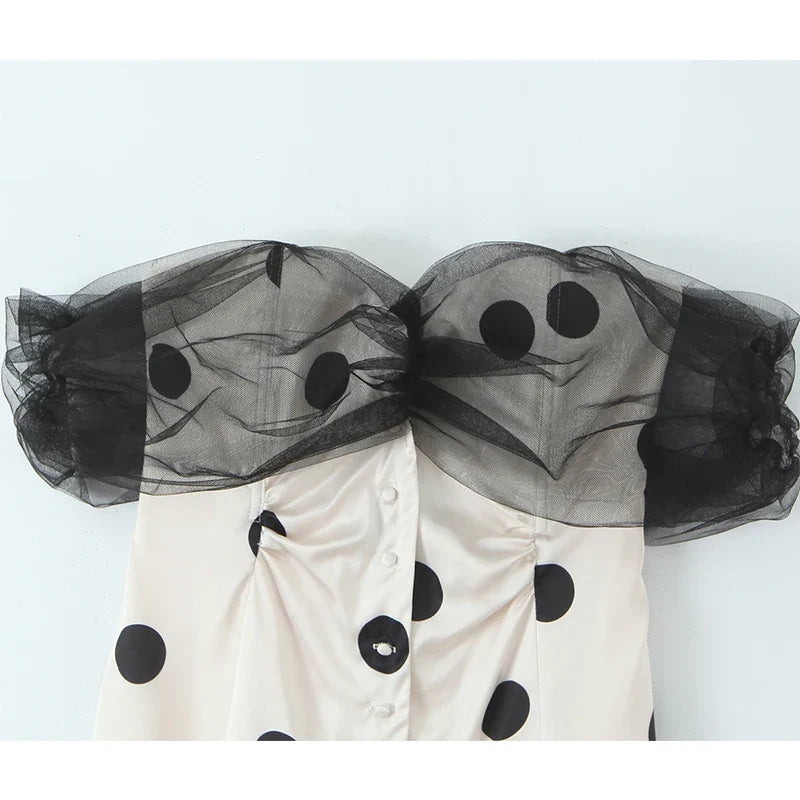 Sexy Off Shoulder Polka Dot Strapless Dresses