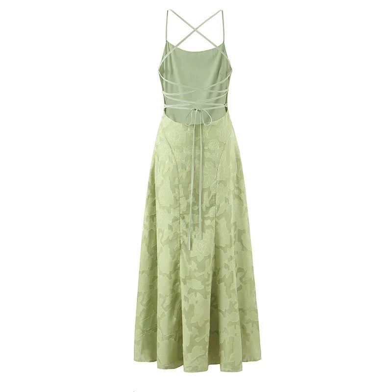 European And American Sexy Backless Bandage Sling Party Long Dresses