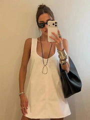 Simple U-Neck Sleeveless Mini Dresses