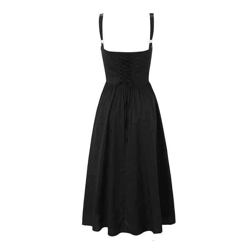 Sexy Elegant Front Slit Sling A-line Midi SunDresses