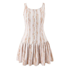 Elegant Girls O Neck Sleeveless Sexy Backless Lace Dresses Summer Chic Lady Cocktail Party Vestidos