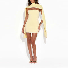 Pearl Scarf Club Party Wrap Hip Short Dresses