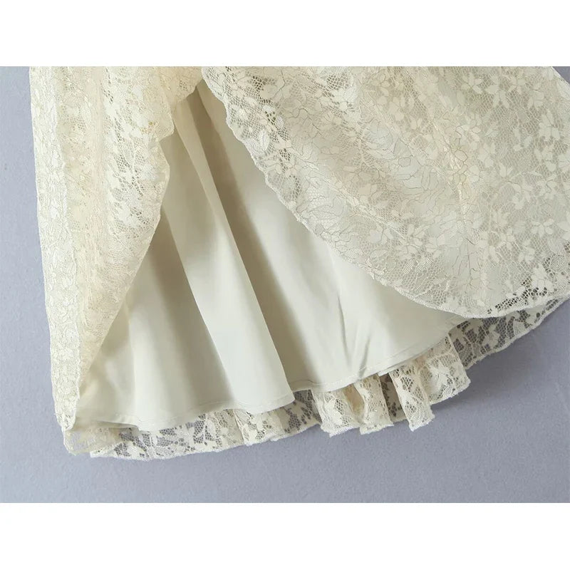 French Romantic Lace Floral Mini Dresses