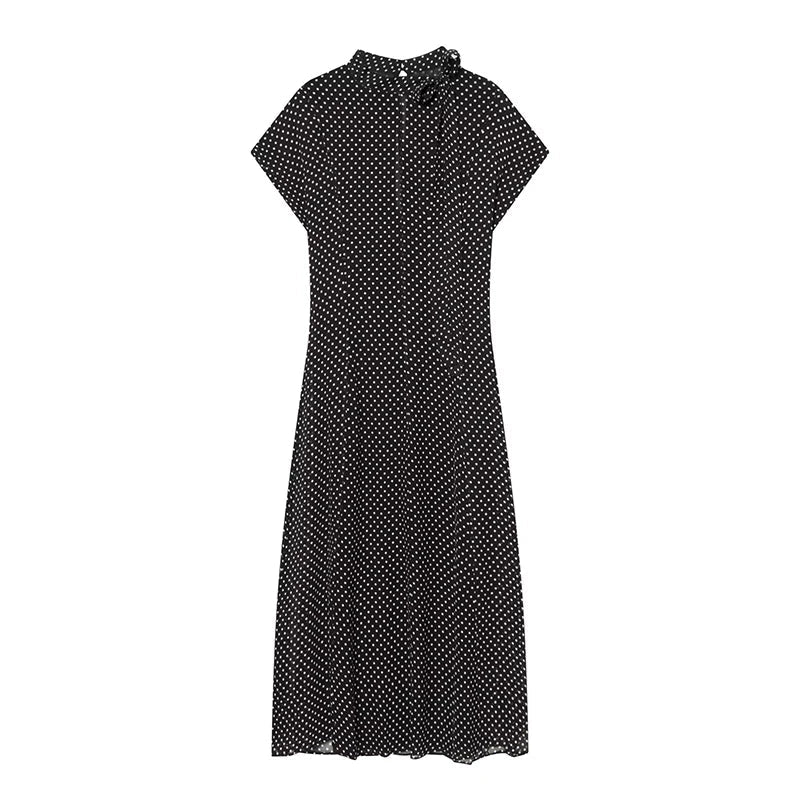 Black Polka Dot Midi Dresses