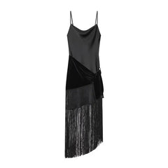 Tassel Patchwork Satin Sling Sexy Dresses