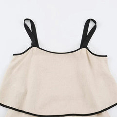 Minimalist Two-tier Ruffle Overlay Casual Sling Dresses