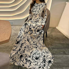 Elegant Floral Print Robe Dresses