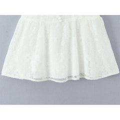 Button-Front White Sling Mini Dresses
