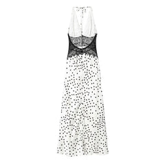 White Polka Dot Halter Maxi Dresses
